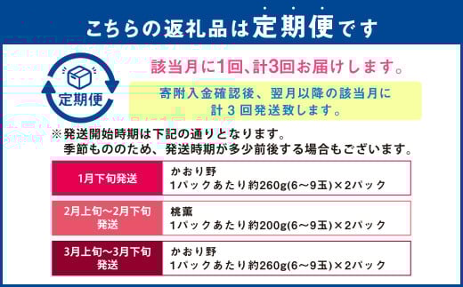 【3か月連続定期便】にべさんちの苺 熊本県産イチゴ食べ比べ定期便 (かおり野・桃薫・空音) 【2026年1月下旬発送開始】