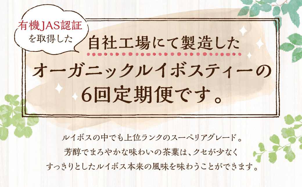 【年6回定期便】オーガニック ルイボスティー　計6袋(1回あたり1袋 :130包入り)