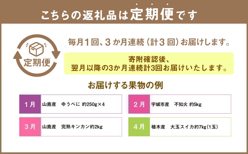 【3ヶ月定期便】熊本県フルーツ3ヶ月定期便