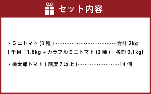 熊本の トマト 三昧（ミニ2kg＋桃太郎トマト14個） 2種 とまと ミニトマト 野菜 やさい 国産 【2026年2月下旬発送開始】