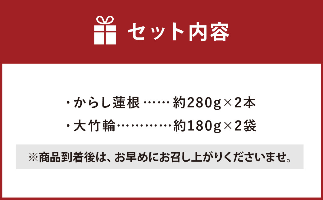 からし蓮根 ・ 大竹輪 セット 2種 合計約920g 辛子蓮根 ちくわ 竹輪 練り物 すり身