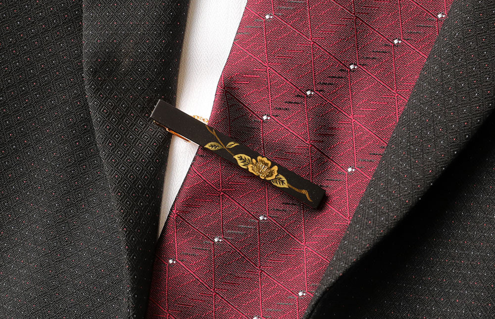 肥後象嵌 ネクタイ止め(椿)