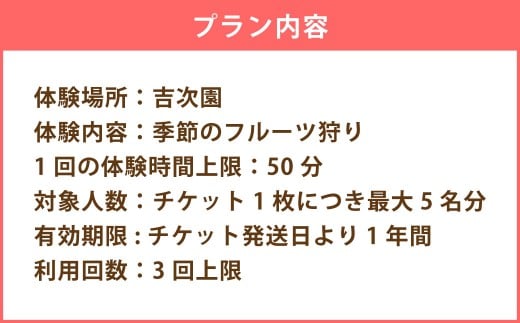 観光農園吉次園の「旬を味わうフルーツ狩りパスポート」（計3回） 果物狩り フルーツ 狩り 食べ比べ 食べ放題 季節 旬 家族 体験チケット チケット 体験 熊本県