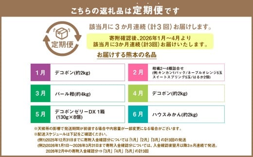 【2026年1月～4月より3か月連続発送】熊本便り！旬の柑橘堪能定期便