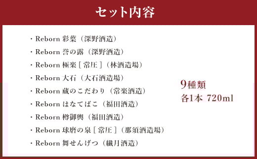 人吉球磨地域 復興Rebornセット 9種×720ml 焼酎