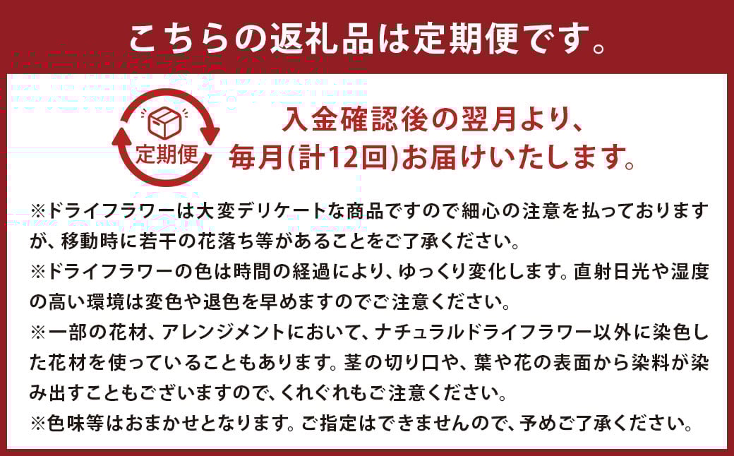 【12ヶ月定期便】ドライフラワーリース Mサイズ