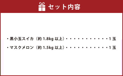 熊本県産 黒小玉スイカ 1玉 と マスクメロン 1玉 合計2玉【2025年6月上旬発送開始】 すいか スイカ 西瓜 フルーツ 果物 くだもの メロン 2種 セット 国産