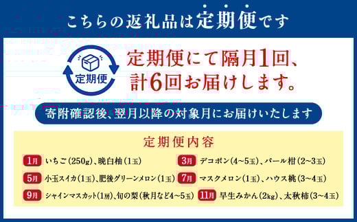 【6か月隔月定期便】旬の熊本フルーツ詰め合わせ定期便 熊本県産 果物 毎月お届けギフト