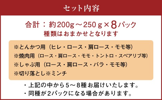 【 香心ポーク 】バラエティー セット (N-8) 計8パック 豚肉 ロース 肩ロース バラ モモ 切り落とし ミンチ