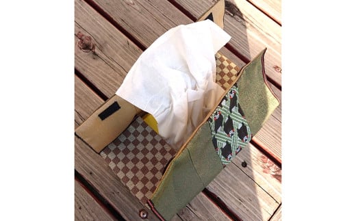 くまモン柄畳縁「ティッシュケース」 赤