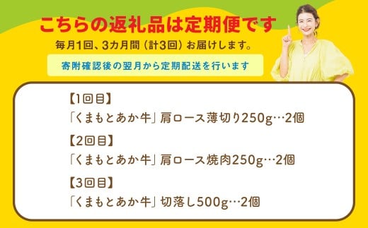 【年3回連続定期便】スザンヌが選ぶ熊本ギフト くまもとあか牛 定期便3ヶ月 ／ 3回定期便 あか牛 褐毛和種 和牛 牛肉 お肉 肉 スザンヌ 定期便 九州 熊本県 冷凍