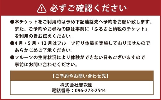 観光農園吉次園の「旬を味わうフルーツ狩りパスポート」（計6回） 果物狩り フルーツ 狩り 食べ比べ 食べ放題 季節 旬 家族 体験チケット チケット 体験 熊本県