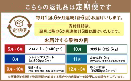 【年６回定期便】熊本県果物定期便 採れたて旬の果物をお届け！