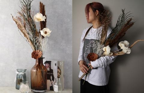 【ブラウン】ドライフラワー インテリアアレンジ 1個 縦約85cm (7種類12本以上)