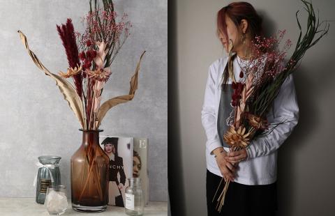 【レッド】ドライフラワー インテリアアレンジ 1個 縦約85cm (7種類12本以上)