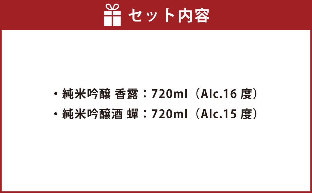 熊本の純米吟醸酒呑み比べセット 2種 2本 各720ml 酒 お酒 香露 蟬 純米吟醸 日本酒