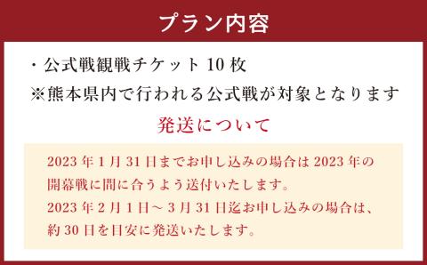【2023年シーズン】火の国サラマンダーズ 公式戦チケット10枚セット