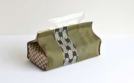 くまモン柄畳縁「ティッシュケース」 赤