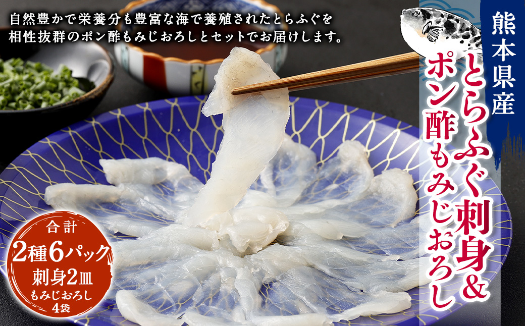 熊本県産とらふぐ刺身2皿＆ポン酢もみじおろし4袋【Firesh】