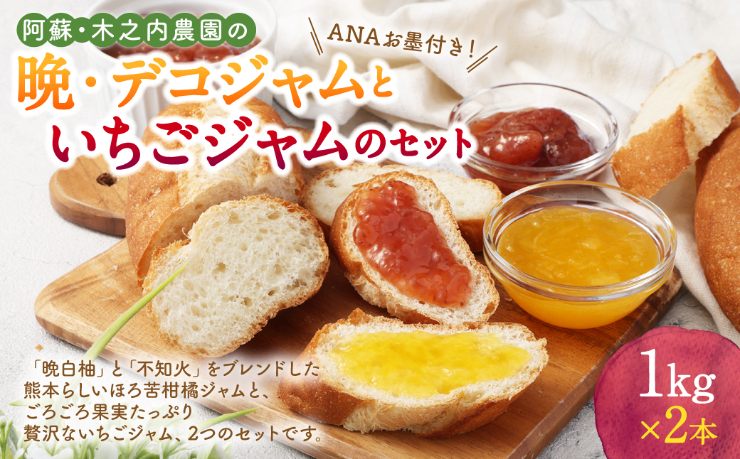 阿蘇 木之内農園の 晩・デコジャム と いちごジャム セット 各1kg 合計2kg