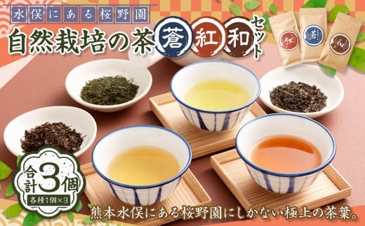熊本水俣にある桜野園のお茶 自然栽培の茶「蒼」「紅」「和」セット お茶 茶葉 緑茶 詰め合わせ 熊本県産 九州産 ギフト 贈りもの