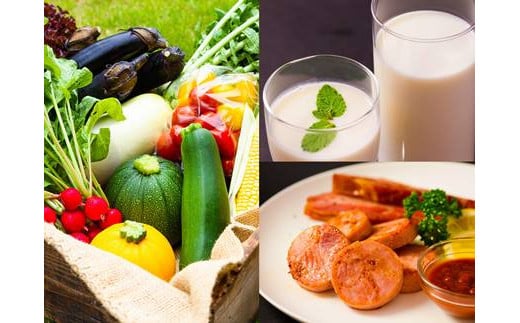 阿蘇の恵みセットC 季節の野菜5～7品 ベーコン ハム ソーセージ ヨーグルト 牛乳
