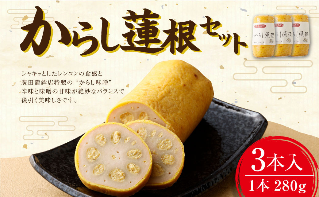 からし蓮根 3本 セット 合計約840g 辛子蓮根 熊本県