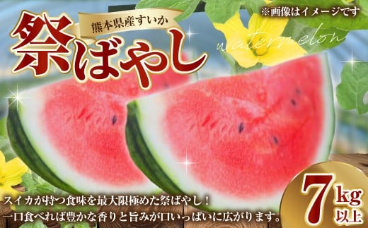 熊本県産 すいか 祭ばやし 7kg以上 スイカ 西瓜 果物 くだもの フルーツ おすすめ ギフト 贈り物 【2026年5月上旬発送開始】