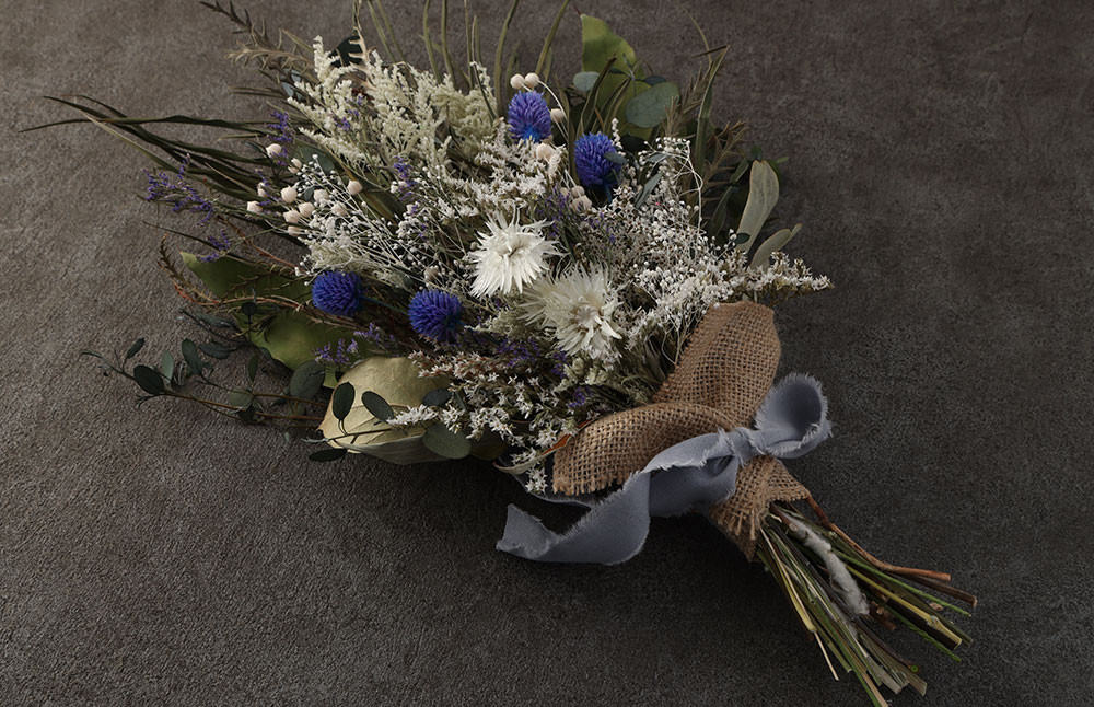 【ブルー系】1個ドライフラワー スワッグ Sサイズ 1個 縦約50cm×横約35cm