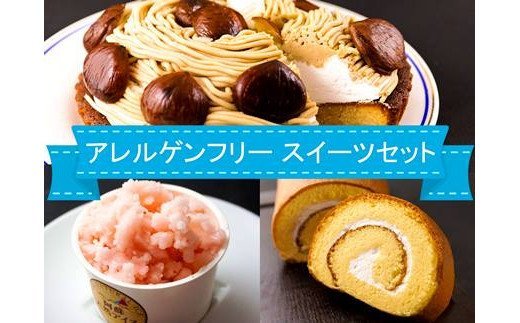 アレルゲンフリー スイーツセット 3種 モンブラン アイス ロールケーキ