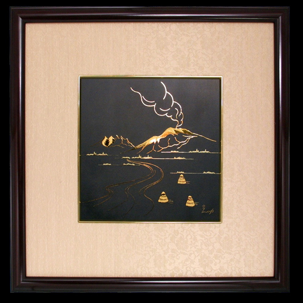 肥後象嵌 絵画 阿蘇山