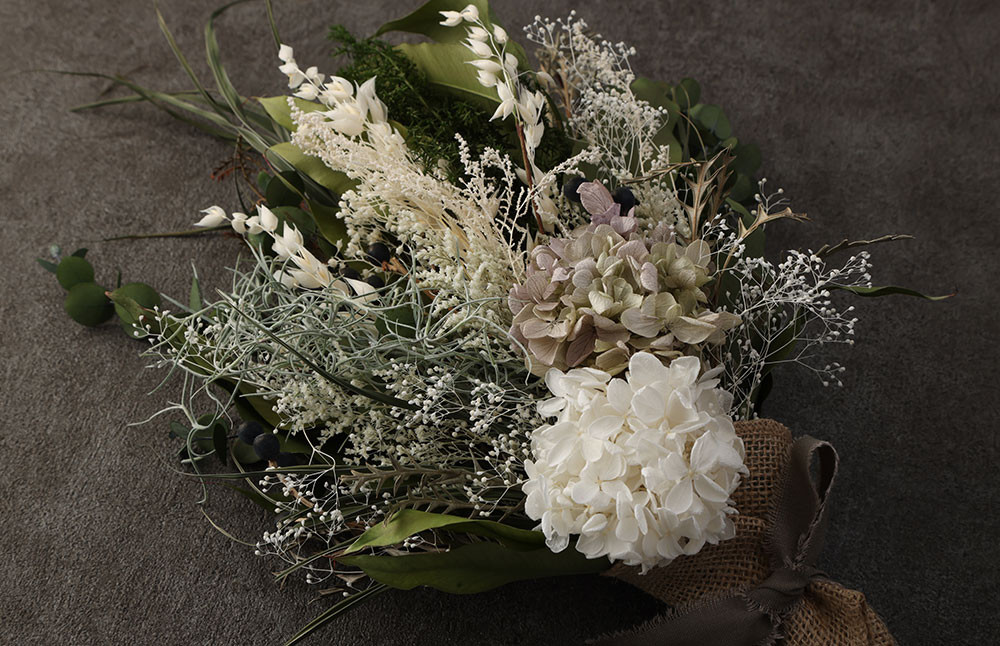 【ホワイト系】1個ドライフラワー スワッグ Sサイズ 1個 縦約50cm×横約35cm