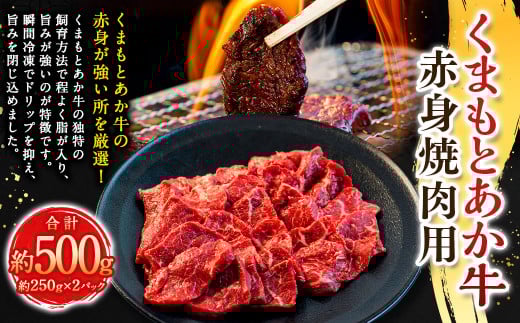 くまもとあか牛赤身焼肉用 約250g×2パック （計約500g） あか牛 赤牛 褐牛 褐毛和種 和牛 赤身 牛肉 ビーフ お肉 肉 おかず 惣菜 総菜 焼肉 焼き肉 BBQ バーベキュー 九州 熊本県 冷凍