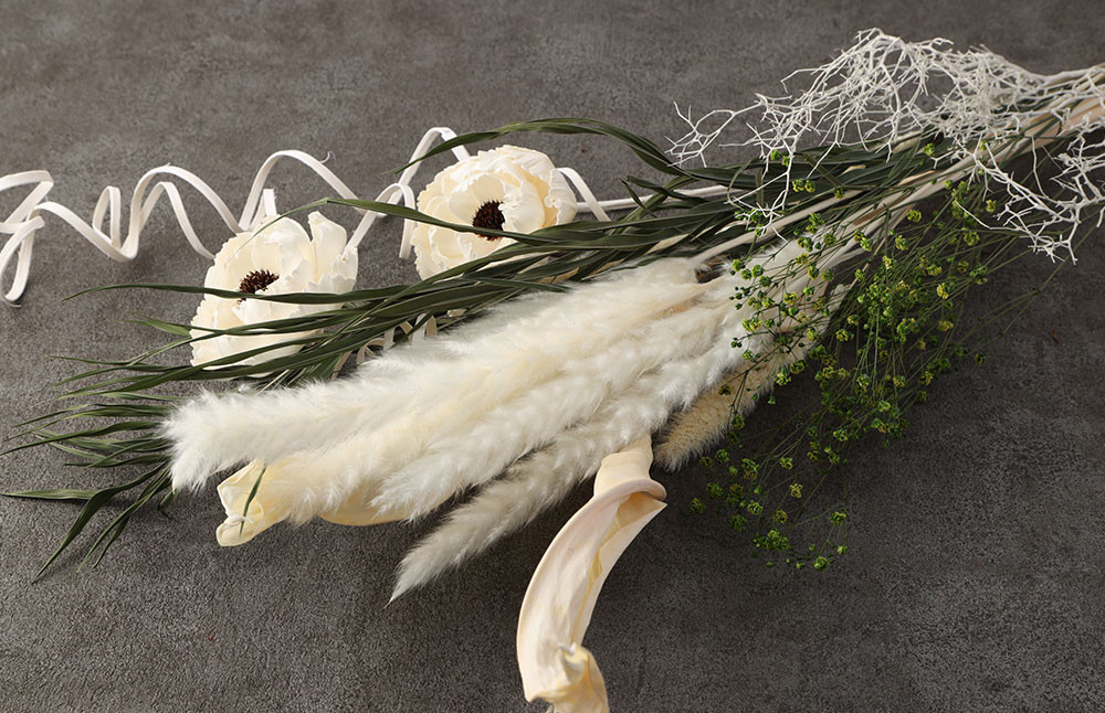 【ホワイト】ドライフラワー インテリアアレンジ 1個 縦約85cm (7種類12本以上)