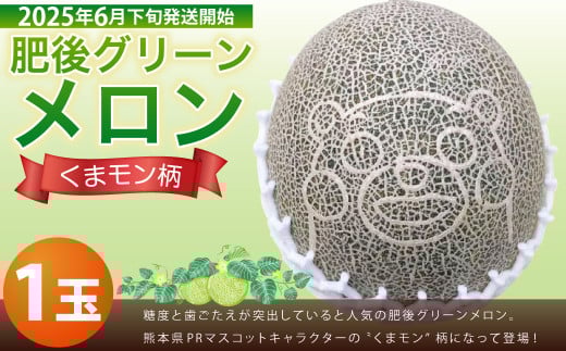 くまモン柄のメロン 1玉 【2025年6月下旬発送開始】 くだもの 果物 フルーツ めろん 肥後グリーンメロン くまもん くまモン