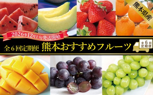 【年6回定期便】 熊本おすすめフルーツ定期便（メロン＆スイカ・いちご・デコポン・メロン・マンゴー＆巨峰・シャインマスカット） 【2026年12月上旬発送開始】 メロン スイカ いちご デコポン マンゴー 巨峰 シャインマスカット フルーツ 果物 くだもの 定期便 年6回 熊本県 熊本県産
