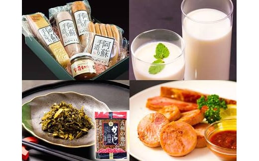 阿蘇の恵みセットB 9種詰め合わせ ベーコン ハム ソーセージ ケチャップ 高菜 牛乳 ヨーグルト