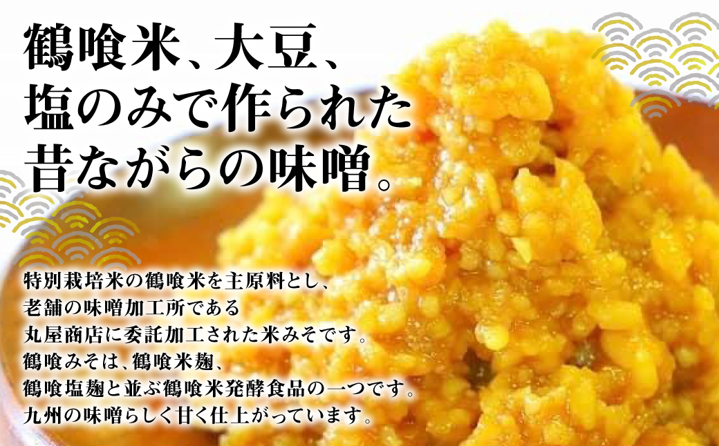 鶴喰みそ 2kg (1kg×2袋 合計2kg) 熊本県 八代市産 つるばみ 味噌 米味噌 米みそ