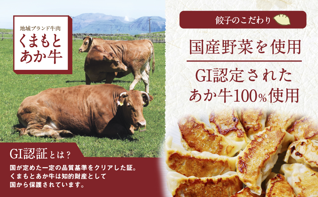 熊本県産 くまもとあか牛 100％ 餃子 60個 （20個×3） ギョウザ ぎょうざ GI認証 あか牛 赤牛 ジューシー 野菜 牛肉 牛 肉 中華 惣菜 お肉 牛肉 冷凍 国産 熊本県 九州