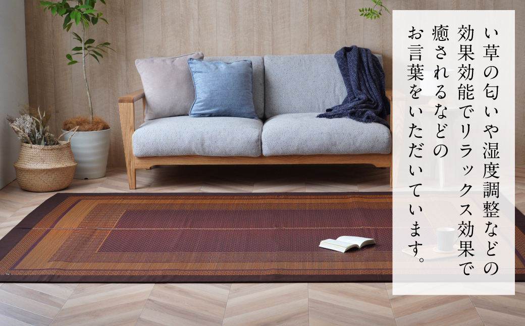 熊本県八代市産のい草を使って織り上げたラグ『DXランクス』(サイズ：140cm×200cm)(カラー：ワイン) 国産 イグサ 茣蓙 ござ ラグ カーペット 絨毯 マット 織物 敷き物 インテリア