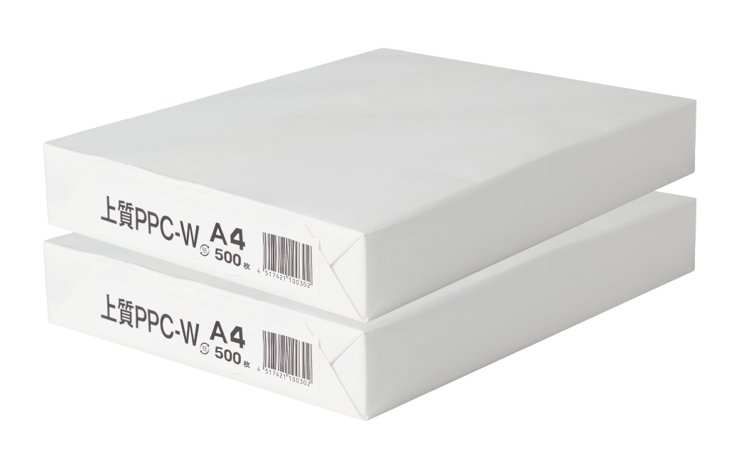 日本製紙 上質PPC-W A4コピー用紙 1000枚（500枚x2パック） 上質紙 白色 事務用品 コピー機 複写機