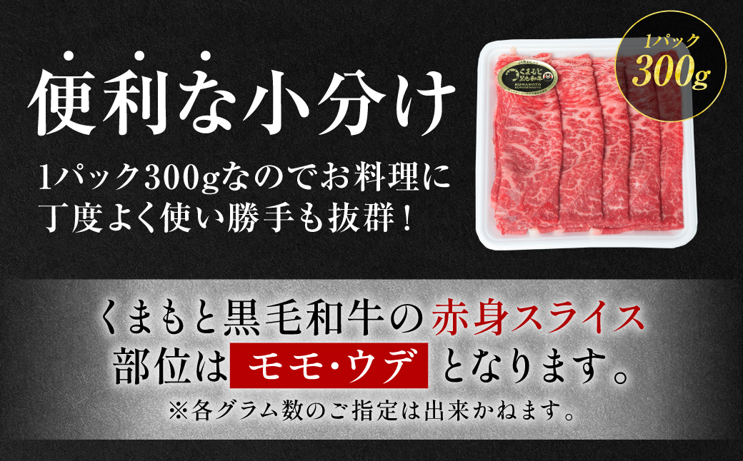 くまもと黒毛和牛 赤身 スライス 合計1.2kg（モモ ウデ スライス 300g×4） 黒毛和牛 牛肉 和牛 ブランド牛 赤身 モモ ウデ スライス すき焼き 熊本県産
