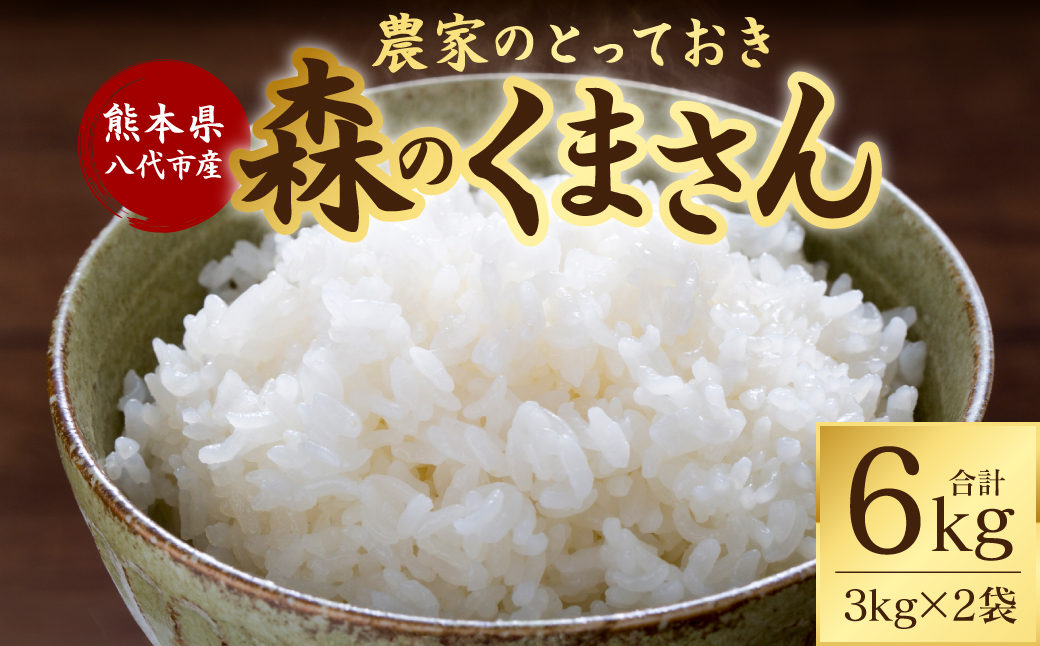 【令和7年産】 熊本県八代市産 森のくまさん 農家のとっておき 3kg×2袋 米 お米 精米  国産 白米 ごはん ご飯