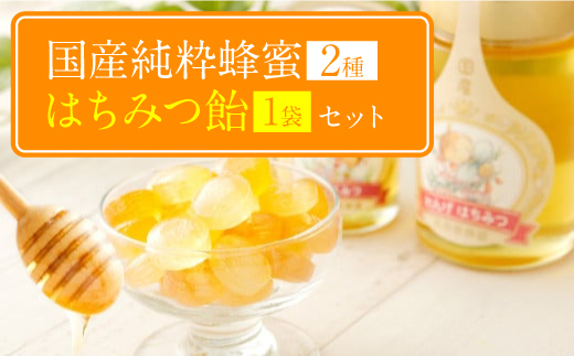 国産 純粋 蜂蜜 50g×2本（れんげ 晩白柚） 蜂蜜あめ×1袋 蜂蜜 れんげ 晩白柚 はちみつ ハチミツ ハニー 国産 50g × 2本 あめ 飴 アメ 瓶