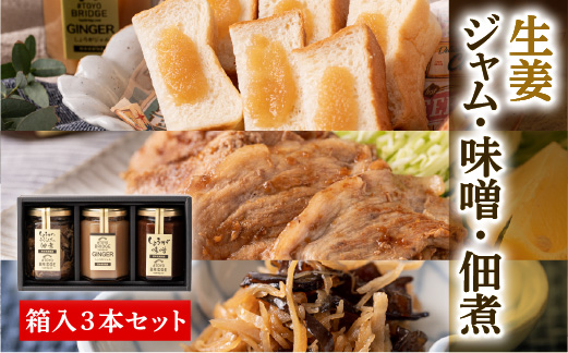 生姜ジャム・生姜味噌・生姜ときくらげの佃煮 3本セット しょうが ショウガ きくらげ キクラゲ 詰合せ 調味料 温活 冷え対策 熊本県 八代市