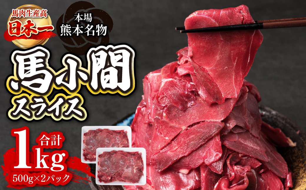 馬小間スライス 1kg (500g×2) ジビエ 馬肉 赤身 低カロリー 高タンパク コマ肉 小間肉 こま切れ 熊本名物 煮物 炒め物 スライス