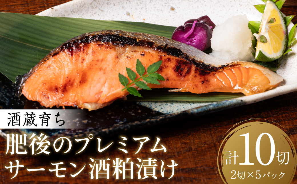 酒蔵育ち 肥後のプレミアムサーモン 酒粕漬け 2切入×5パック おかず レシピ 焼き魚 酒粕漬け 酒粕 赤酒 サーモン プレミアム 鮭 魚 熊本県 八代市