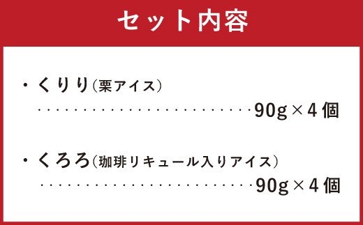くりり＆くろろ アイス セット 2種類×4個 合計8個