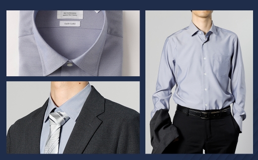 HITOYOSHI テックシャツ 長袖 ブルーグレー セミワイド 1枚