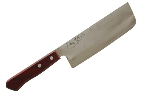 「則光刃物店」 ステンレス菜切包丁 （木製柄・赤茶色）万能包丁 青鋼 日本製